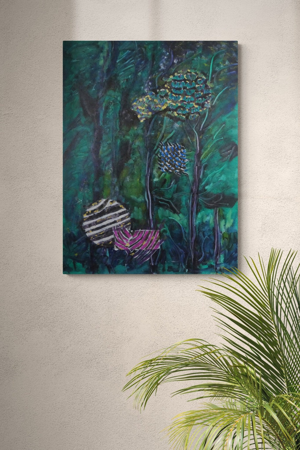 Peacock with hummingbirds & tropical birds - Bunter Fine Art