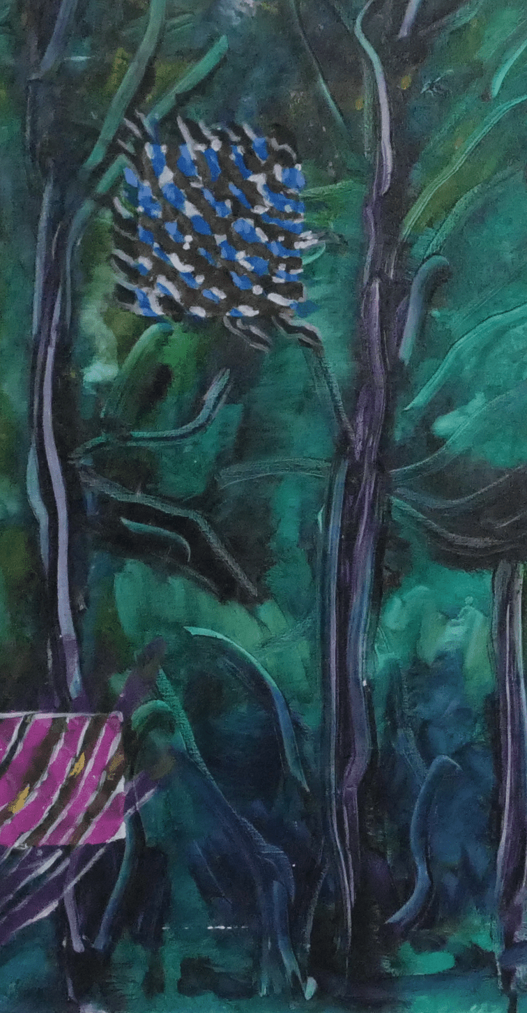 Peacock with hummingbirds & tropical birds - Bunter Fine Art