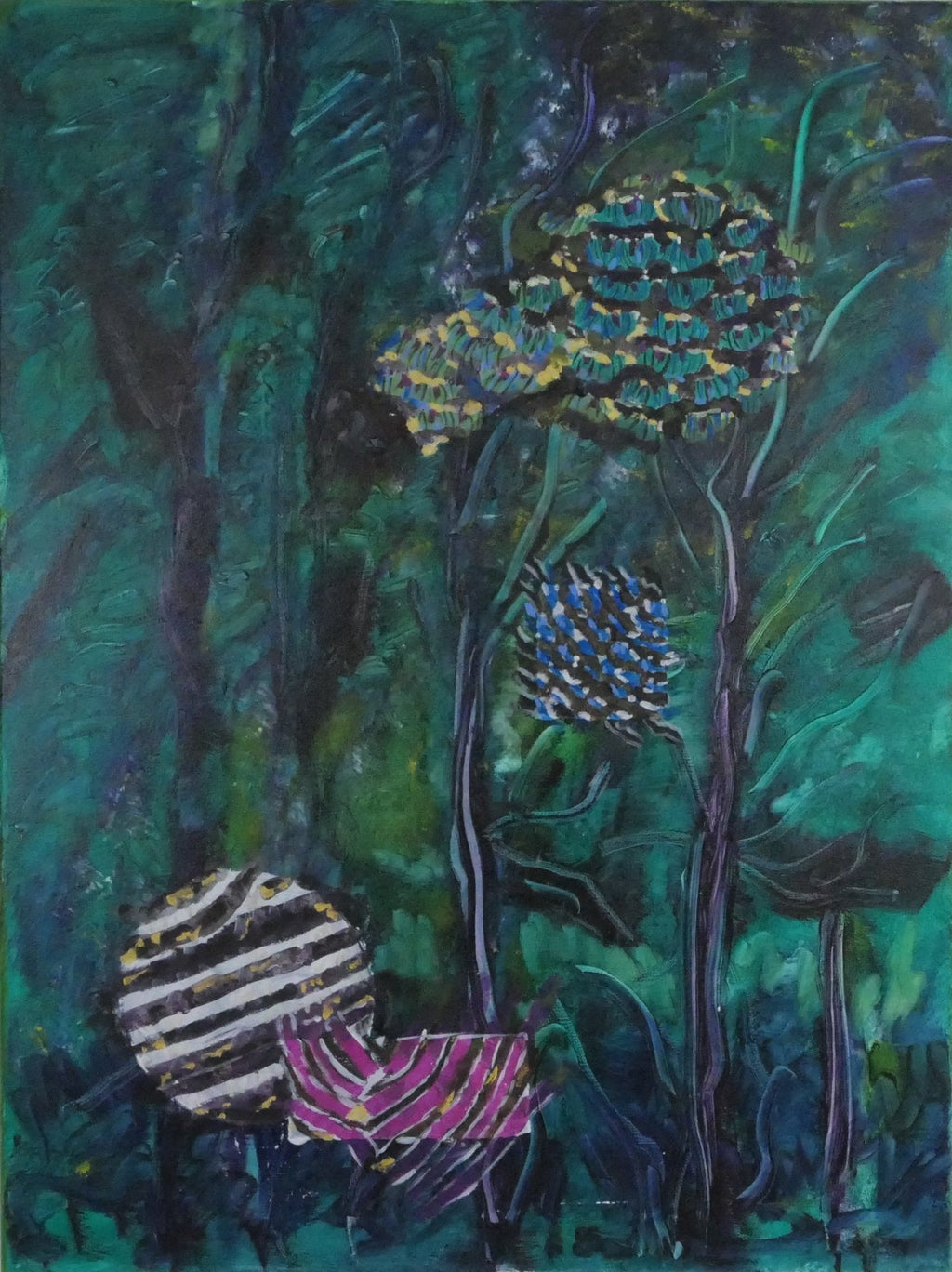 Peacock with hummingbirds & tropical birds - Bunter Fine Art